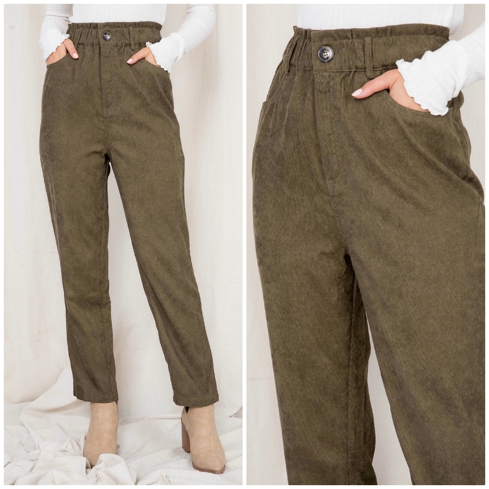 LAST 1❗️VERY J Olive Corduroy High Waisted Pants - Picture 2 of 5
